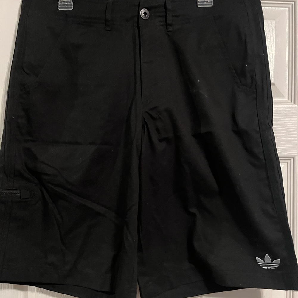 Mens black three pocket chino shorts